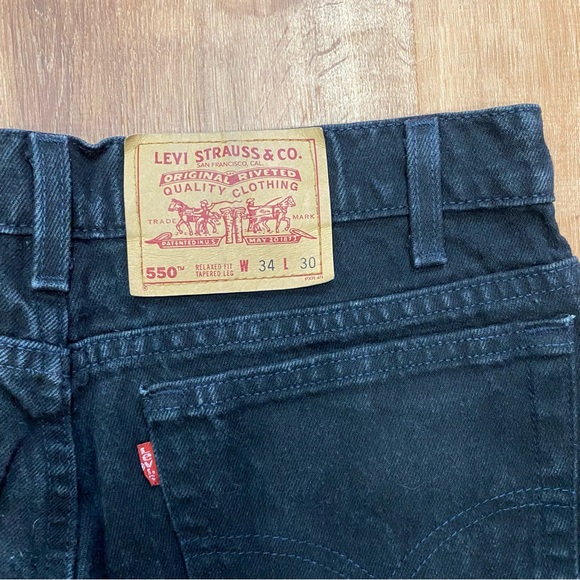 Levi's 550 Relaxed Fit Tapered Faded Black Jeans Mens 34x30 USA Made Vintage 90s - Picture 13 of 14